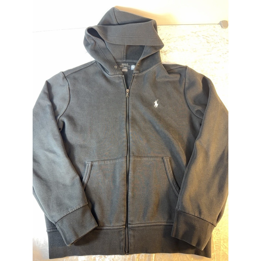 Polo Ralph Lauren Hoodie Men's M Black Full Zip Pony Streetwear Sweatshirt